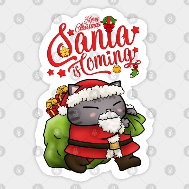 Christmas Santa Cat Sticker by Takeda_Art